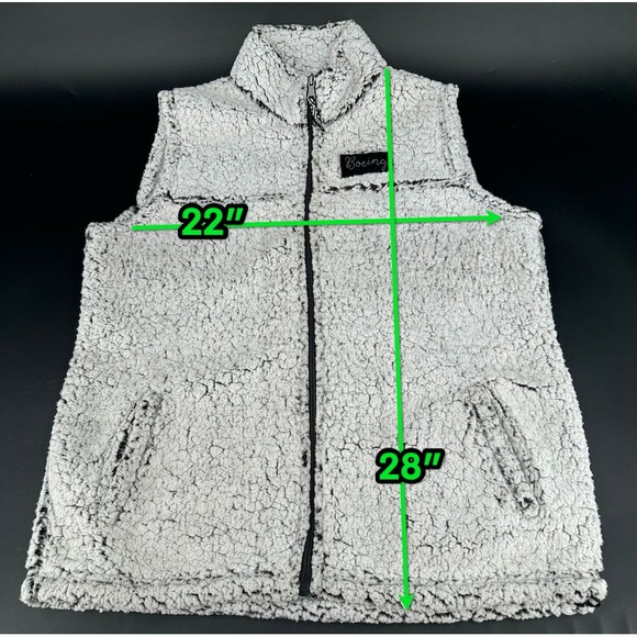 Boeing Aviation Airplanes WOMENS White Gray Sherpa‎ Full Zip Logo Vest SIZE XL - Picture 10 of 15